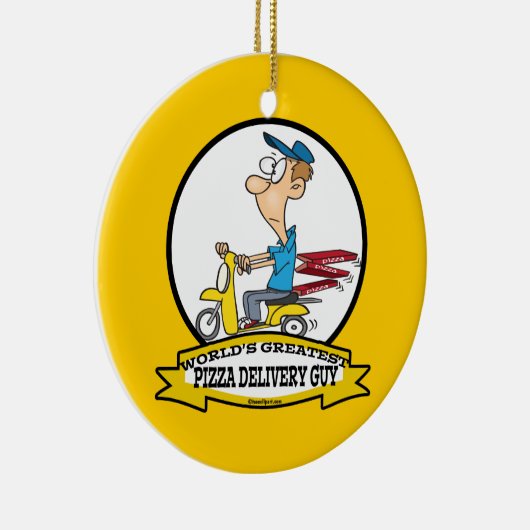 WELTBESTER PIZZA LIEFERER TYP CARTOON KERAMIKORNAMENT (Rechts)