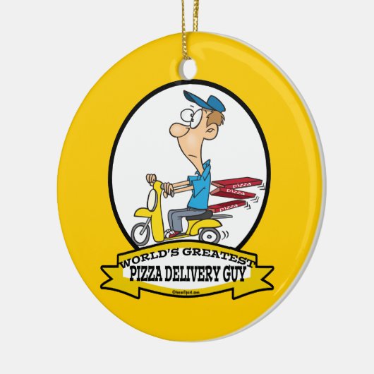 WELTBESTER PIZZA LIEFERER TYP CARTOON KERAMIKORNAMENT (Links)