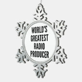 Weltbester Radioproduzent Schneeflocken Zinn-Ornament (Rechts)
