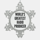 Weltbester Radioproduzent Schneeflocken Zinn-Ornament (Vorderseite)