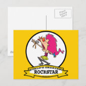 WELTBESTER ROCKSTAR CARTOON POSTKARTE (Vorne/Hinten)