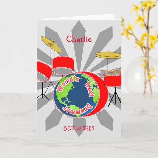 Weltbester Schlagzeuger personalisiert Karte (Gelbe Blume)