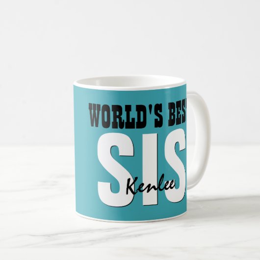 Weltbester SISTER-Individuelle Name AQUAMARIN V01C Kaffeetasse (VorderseiteRechts)