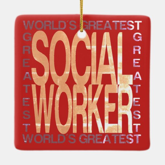 Weltbester Sozialarbeiter Keramikornament (Rückseite)