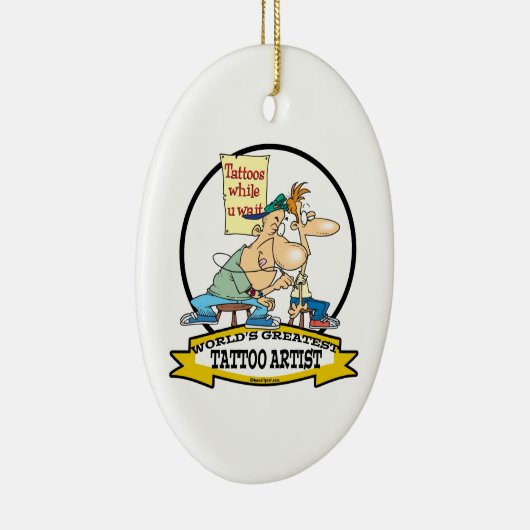 WELTBESTER TATTOO ARTIST CARTOON KERAMIK ORNAMENT (Rechts)