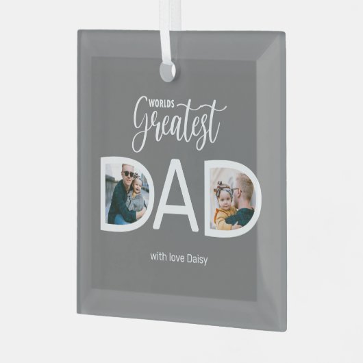 WELTBESTER VATER 2 FOTO ORNAMENT AUS GLAS (Vorderseite links)