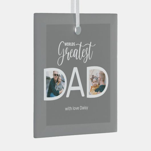 WELTBESTER VATER 2 FOTO ORNAMENT AUS GLAS (Vorderseite Rechts)