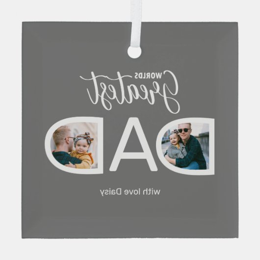 WELTBESTER VATER 2 FOTO ORNAMENT AUS GLAS (Rückseite)