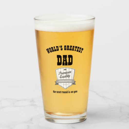 Weltbester VATER - BIER-Geschenke für ihn PINT Glas (Vorne (Gefüllt))