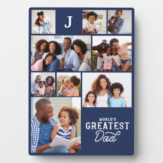 Weltbester Vater Monogram Foto Grid Collage Fotoplatte (Vorderseite)