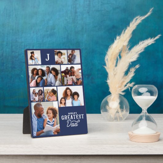 Weltbester Vater Monogram Foto Grid Collage Fotoplatte (Seite)