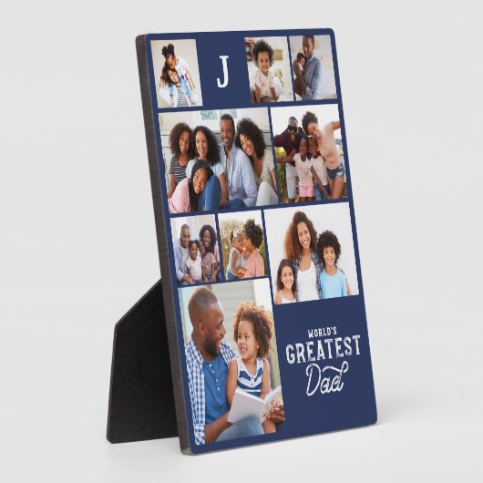 Weltbester Vater Monogram Foto Grid Collage Fotoplatte (Seite)