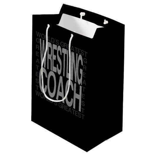 Weltbester Wrestling-Trainer Mittlere Geschenktüte (Rückseite Schrägansicht)