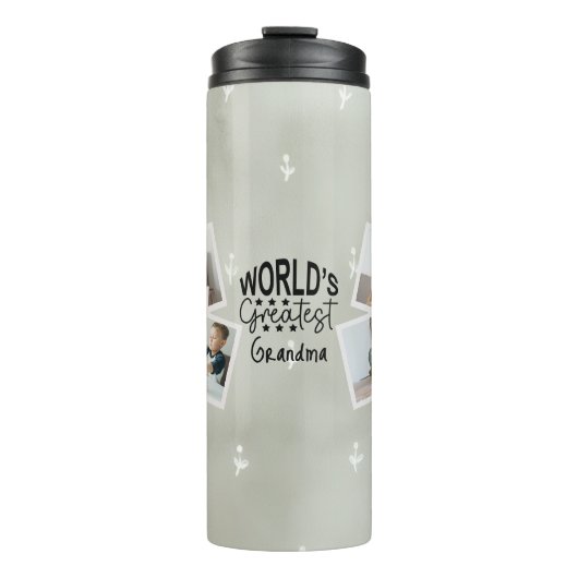 Weltbestes 4-Foto-Custom-Collage Thermosbecher (Vorderseite)