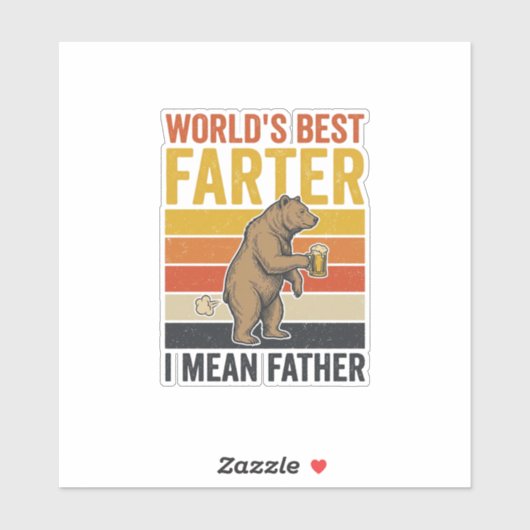 Weltbestes Fürze-Funny-Vater-Bär Aufkleber (Blatt)