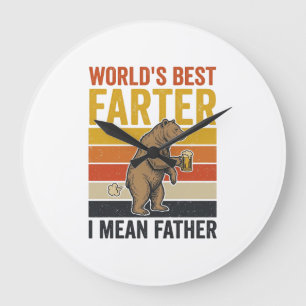 Weltbestes Furzer Lustiger Vater Bär Große Wanduhr