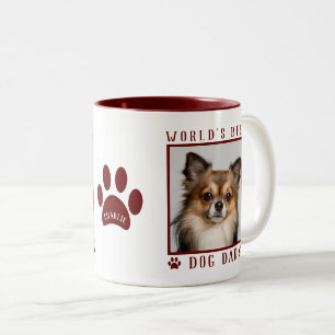 Weltbestes Hund-Vater-Foto mit dem Namen Paw Print Zweifarbige Tasse