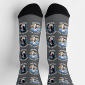Weltbestes Hunde-Vater - Custom 3 Dog Fotos Grau Socken (Oben)