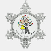 Weltbestes Kindermädchen und Mohnblume Schneeflocken Zinn-Ornament (Vorderseite)