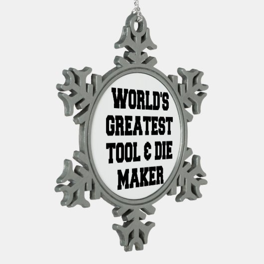 Weltbestes Tool und Die Maker Schneeflocken Zinn-Ornament (Links)