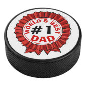 Weltbestes Vater-Zitat - Red Ribbon Vatertag Eishockey Puck (3/4)