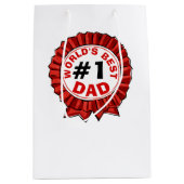 Weltbestes Vater-Zitat - Red Ribbon Vatertag Mittlere Geschenktüte (Vorderseite)