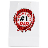 Weltbestes Vater-Zitat - Red Ribbon Vatertag Mittlere Geschenktüte (Rückseite)