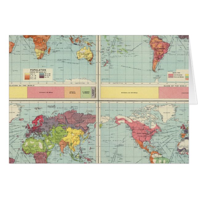 Weltbevölkerungskarte (Vorderseite (Horizontal))