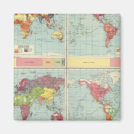 Weltbevölkerungskarte Magnet (Vorne)