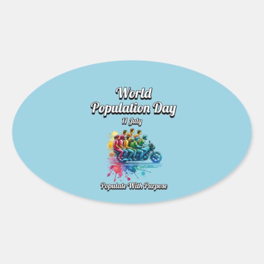 Weltbevölkerungstag. 11 Juli Ovaler Aufkleber (Vorderseite)