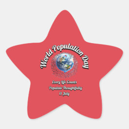 Weltbevölkerungstag. Jedes Leben zählt. Stern-Aufkleber