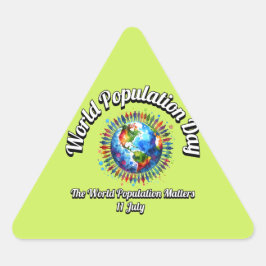 Weltbevölkerungstag. Weltbevölkerung ist wichtig. Dreieckiger Aufkleber