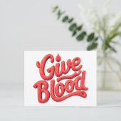 Weltblutspendertag - Glossy Blood Donation Text Postkarte (Stehend Vorderseite)