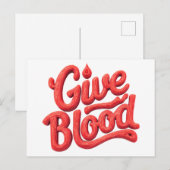 Weltblutspendertag - Glossy Blood Donation Text Postkarte (Vorne/Hinten)