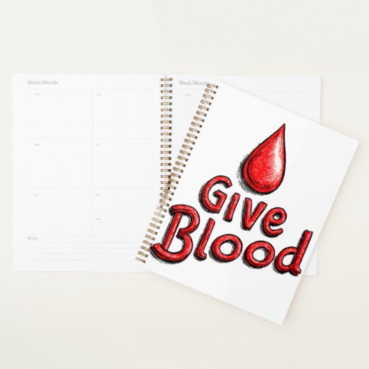 Weltblutspendetag - Blütentext mit Tropfen Planer (Anzeige)