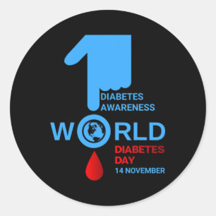 Weltdiabetestag 2023 Typ 1 Diabetes Typ 2 Awa Runder Aufkleber