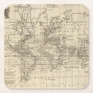 Weltdiagramm Rechteckiger Pappuntersetzer