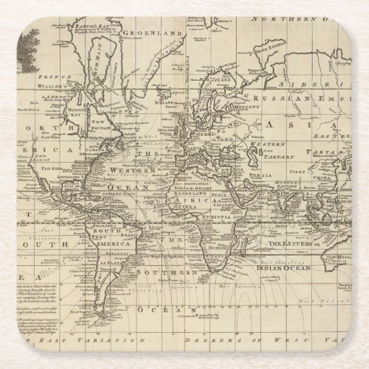 Weltdiagramm Rechteckiger Pappuntersetzer (Vorderseite)