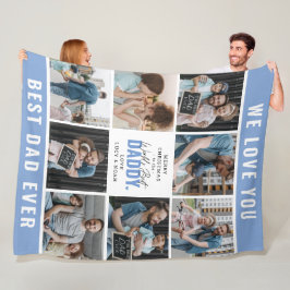 'Welten Best Daddy' Foto Collage Frohe Weihnachten Fleecedecke