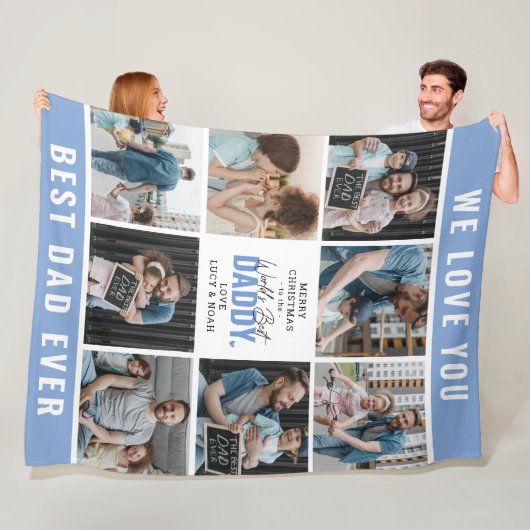 'Welten Best Daddy' Foto Collage Frohe Weihnachten Fleecedecke (Beispiel)