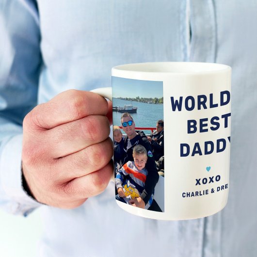 Welten Best Daddy Modern Navy Blue Two Foto Kaffeetasse