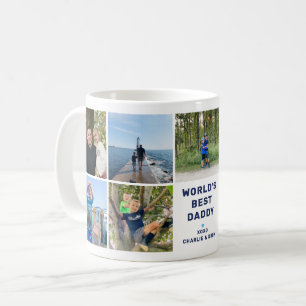 Welten Best Daddy Modern Navy Foto Collage Kaffeetasse