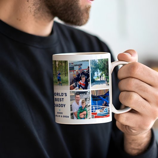 Welten Best Daddy Modern Navy Foto Collage Kaffeetasse