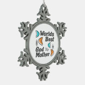 Welten Best Godmutter Retro Schneeflocken Zinn-Ornament (Links)