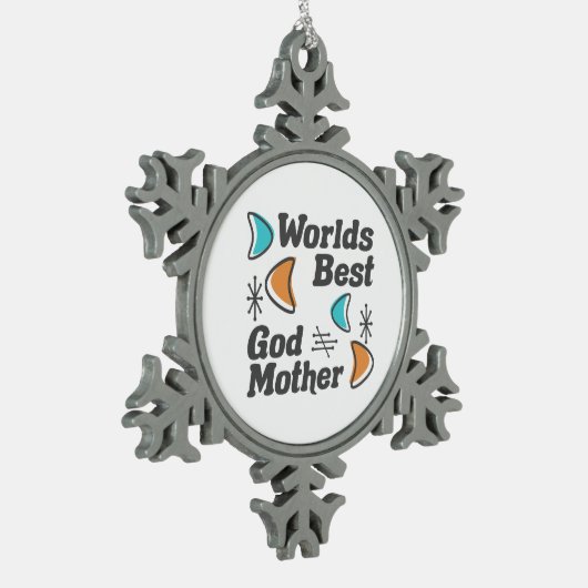 Welten Best Godmutter Retro Schneeflocken Zinn-Ornament (Links)