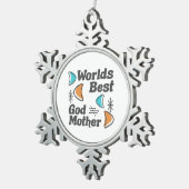 Welten Best Godmutter Retro Schneeflocken Zinn-Ornament (Rechts)