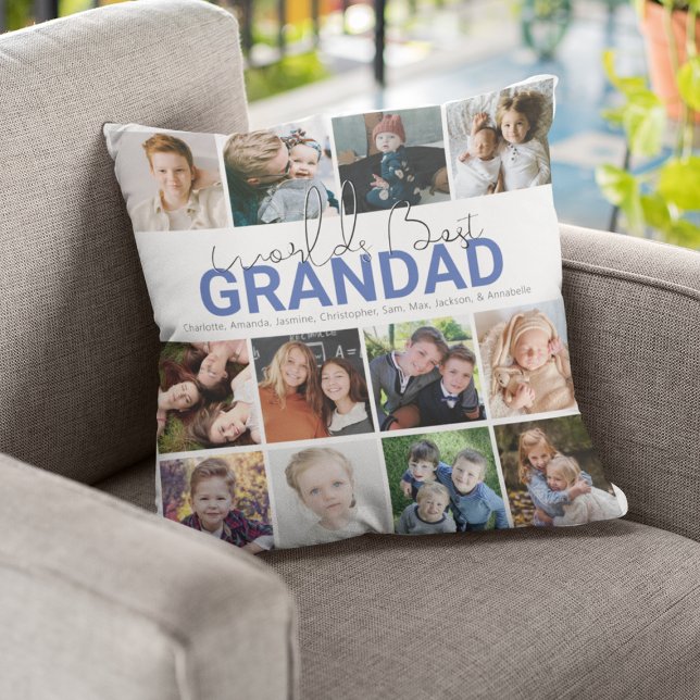 Welten Best Grandad | Foto Collage Throw Kissen (Von Creator hochgeladen)