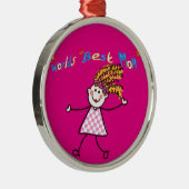 Welten BEST MAMA niedlich Cartoon Mum Silbernes Ornament (Rechts)