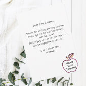 Welten Beste Lehrerin Red Apple, Lehrer Wertschätz Dankeskarte