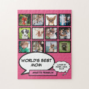 Welten Beste Mama 12 Foto Collage Rosa Puzzle